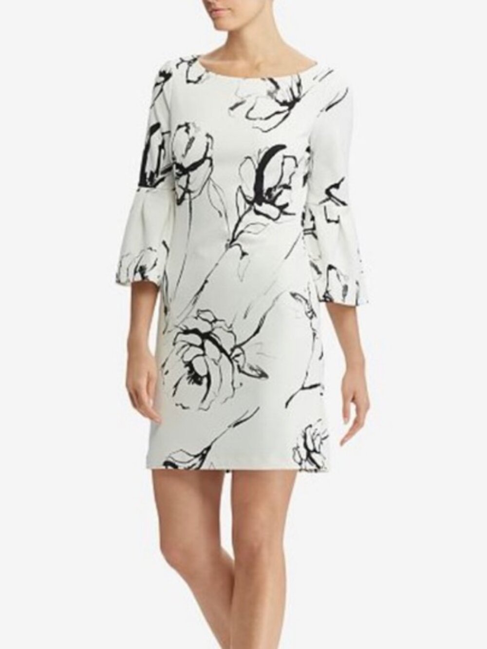 Lauren Ralph Lauren Floral Bell Sleeve Crepe Dress Sz 8